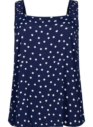 Tryckt viskos a-linjeformad topp, Peacoat Dot, Packshot image number 0