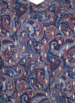 Paisleyblus med långa ärmar och v-ringad, Blue Paisley AOP, Packshot image number 2