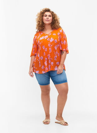 Blommig plisserad blus, Exuberance Flower, Model image number 2