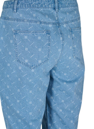 Mom fit Mille jeans med tryck, Light blue denim, Packshot image number 3