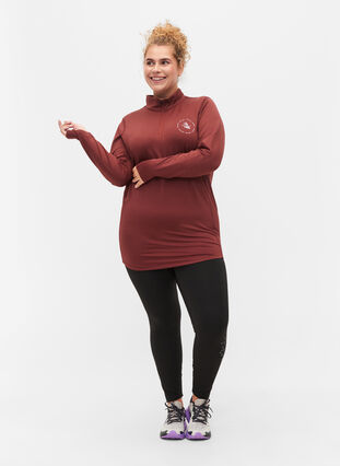 Träningströja med hög hals och dragkedja, Sable, Model image number 3