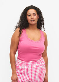 Topp med spetskant, Pink, Model