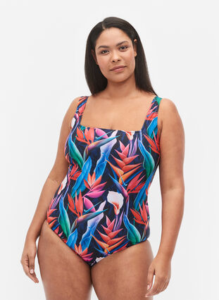 Baddräkt med tryck, Bright Leaf, Model image number 0