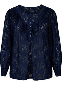 Blus i spets med volangdetaljer