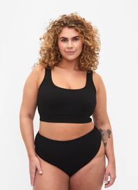 Bikinitrosor med crepe-struktur, Black, Model