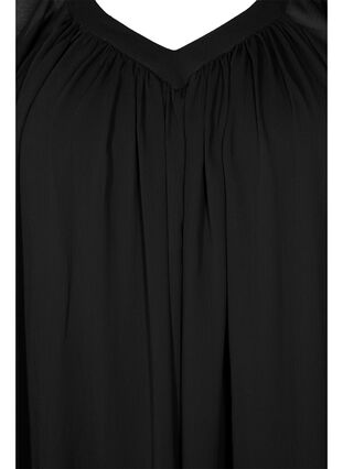 Enfärgad blus med fladdermusärmar och V-ringad hals, Black, Packshot image number 2