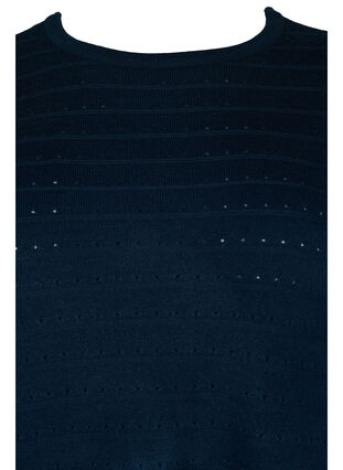 Stickad tröja med struktur och rund hals, Navy Blazer, Packshot image number 2