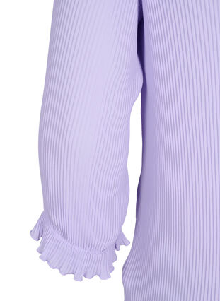 Plisserad blus med 3/4-ärmar, Lavender, Packshot image number 3