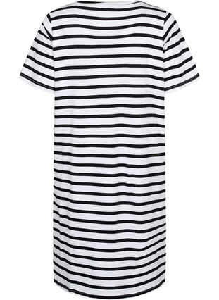 Randig trikåklänning med korta ärmar, Black Stripes, Packshot image number 1
