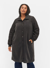 Quiltad jacka med teddy och knappar, Black Comb, Model