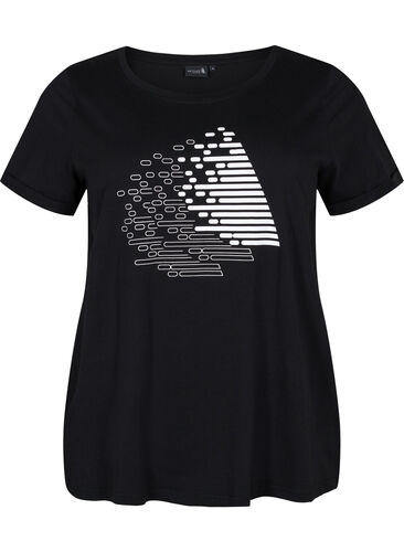  T-shirt till träning med print, Black w. White, Packshot image number 0