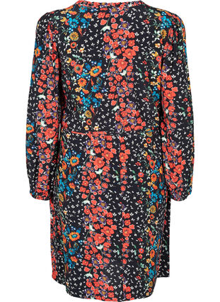 Blommig klänning i viskos, Black Flower, Packshot image number 1