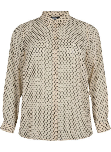 FLASH - Långärmad skjorta med tryck, Off White Dot , Packshot image number 0