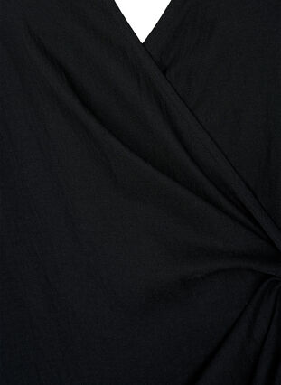 Långärmad viskosklänning med omlottlook, Black, Packshot image number 2