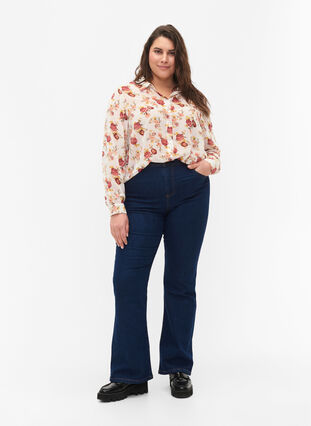 FLASH - Långärmad skjorta med tryck, Off White Flower, Model image number 2