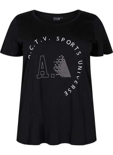  T-shirt till träning med print, Black A.C.T.V, Packshot image number 0
