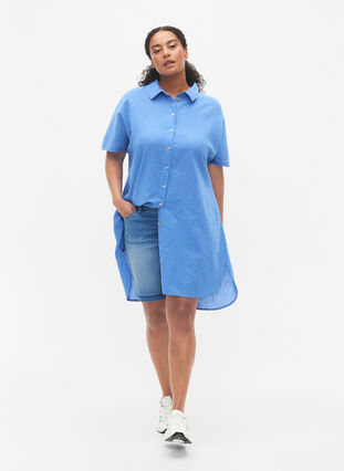 Lång skjorta med korta ärmar, Ultramarine, Model image number 2