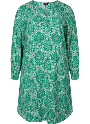 Mönstrad klänning i viskos, Jolly Green Oriental, Packshot image number 0