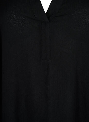 V-ringad tunika i viskos, Black , Packshot image number 2