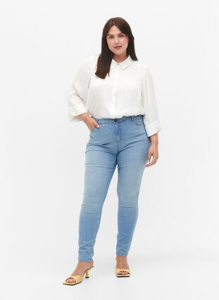 Skjorta i viskos med ton-i-ton mönster, Bright White, Model image number 2