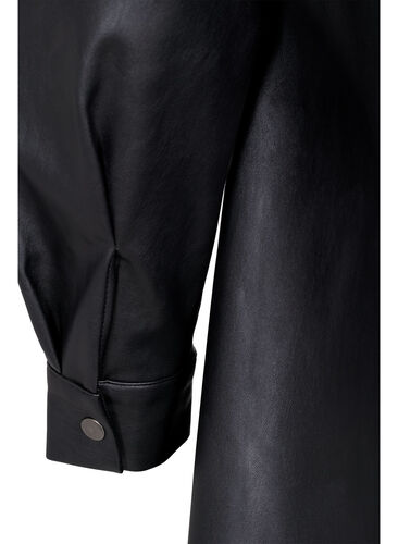 Lång skjorta i läderimitation, Black, Packshot image number 3