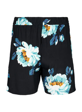 Löst sittande shorts i viskos, Black Big Flower, Packshot image number 1