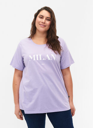 T-shirt från FLASH med tryck, Lavender, Model image number 0