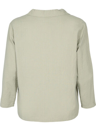 Skjorta i bomull med struktur, Seagrass , Packshot image number 1