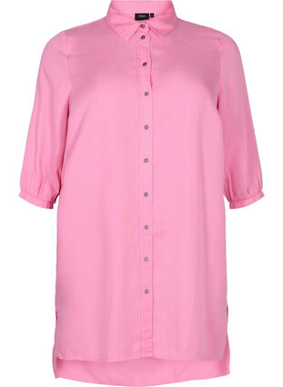Lång skjorta i 100% lyocell (TENCEL™) med 3/4-ärmar, Rosebloom, Packshot image number 0
