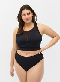 Bikinitrosa med hög midja och ribbat mönster, Black, Model