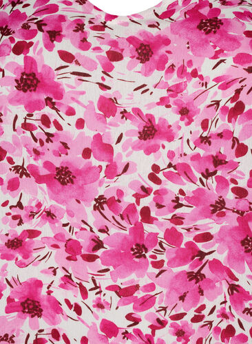 A-linjeskuren blommig klänning i viskos, Pink Flower Rain, Packshot image number 2