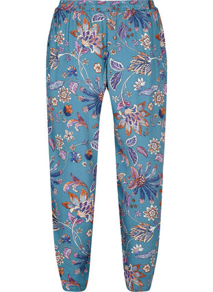 Byxor med lös passform i viskos med tryck, Smoke Blue Paisley, Packshot image number 1