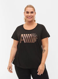  T-shirt till träning med print, Black w. RoseGoldF., Model