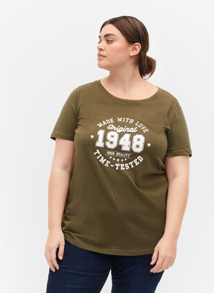 T-shirt i bomull med tryck, Ivy Green MADE WITH, Model image number 0