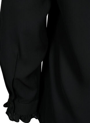 Långärmad blus med volang, Black, Packshot image number 3