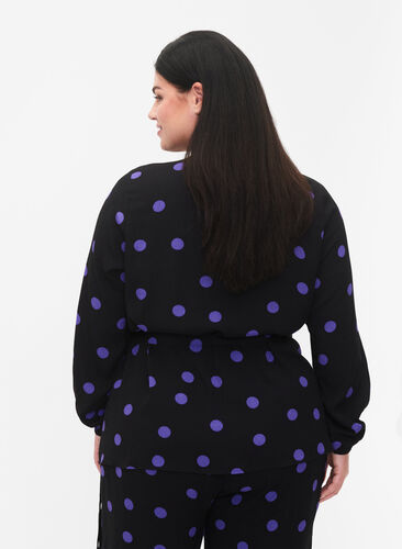 Prickig omlottopp i viskos, Black w. Purple Dot, Model image number 1