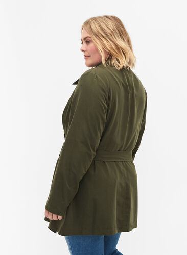 Trenchcoat med bälte och fickor, Grape Leaf, Model image number 1