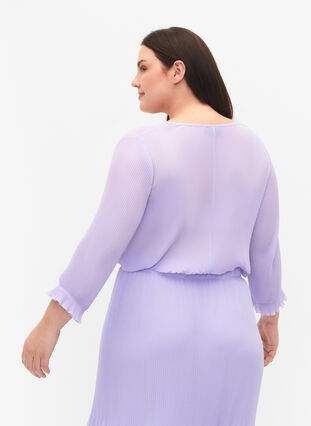 Plisserad blus med 3/4-ärmar, Lavender, Model image number 1