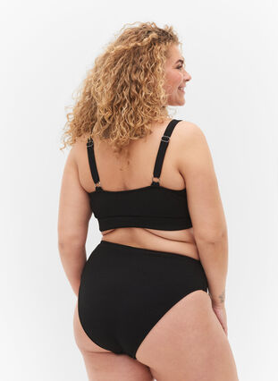 Crêppad bikinitrosa med hög midja, Black, Model image number 1
