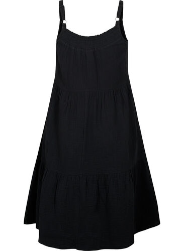 Enfärgad klänning i bomull, Black, Packshot image number 1