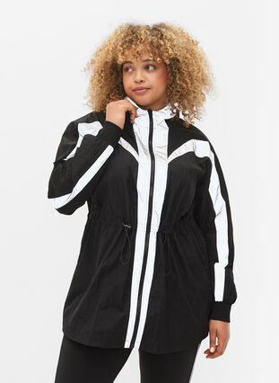 Sportjacka med reflexer och justerbar midja, Black w. Reflex, Model image number 0