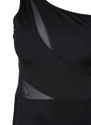 One-shoulder baddräkt med mesh, Black, Packshot image number 2