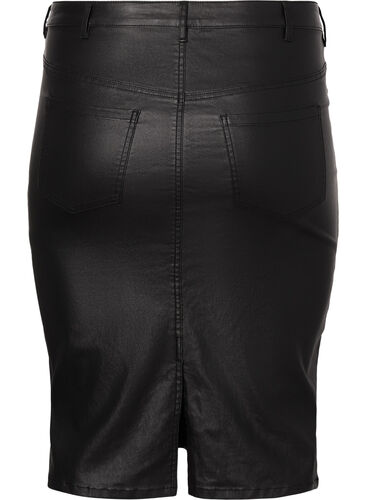 Coated kjol med slits, Black, Packshot image number 1
