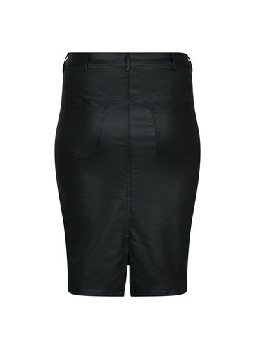 Coated kjol med slits, Black, Packshot image number 1