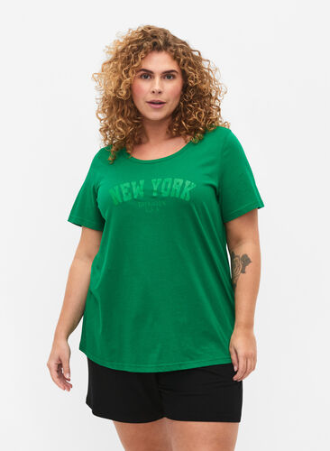 T-shirt i bomull med texttryck, Jolly Green W. New, Model image number 0