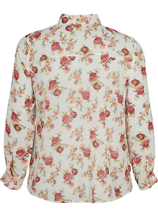FLASH - Långärmad skjorta med blommönster, Off White Flower, Packshot image number 1
