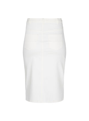 Knälång jeanskjol med slits, White, Packshot image number 1