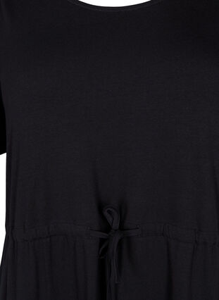 Midiklänning i bomull med korta ärmar, Black Solid, Packshot image number 2
