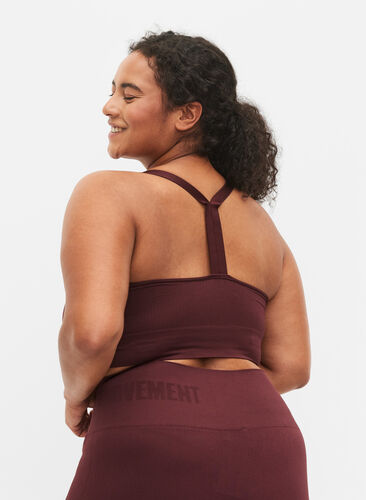 Seamless sport-bh i ribbat material, Fudge, Model image number 1