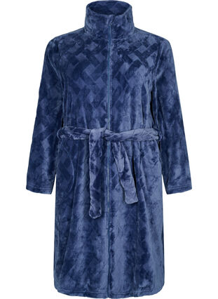 Morgonrock med dragkedja och fickor, Peacoat, Packshot image number 0